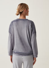 Pyjama Top With Lettering Embroidery And Heart
