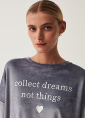 Pyjama Top With Lettering Embroidery And Heart
