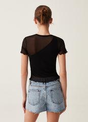 Mesh T-Shirt With Wavy Trims