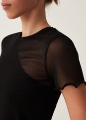Mesh T-Shirt With Wavy Trims
