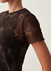 Mesh T-Shirt With Wavy Trims