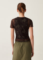 Mesh T-Shirt With Wavy Trims