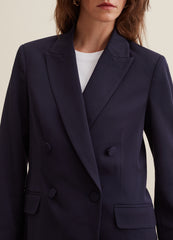 Solid Colour Double-Breasted Blazer
