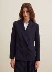 Solid Colour Double-Breasted Blazer