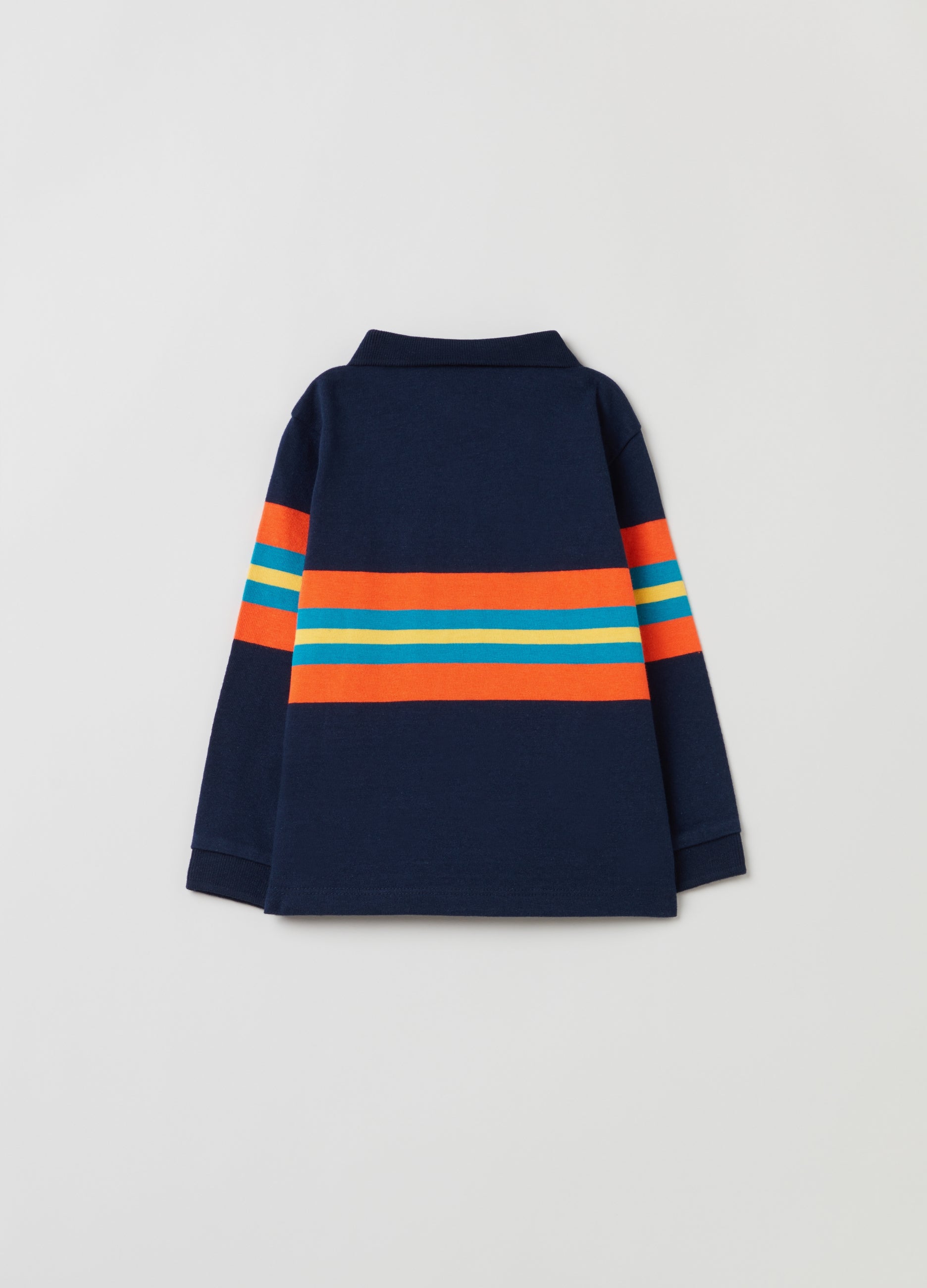 Ovs Long-Sleeved Polo Shirt With Stripe Print