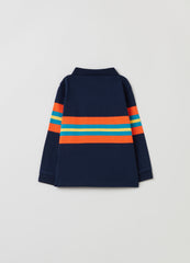 Ovs Long-Sleeved Polo Shirt With Stripe Print