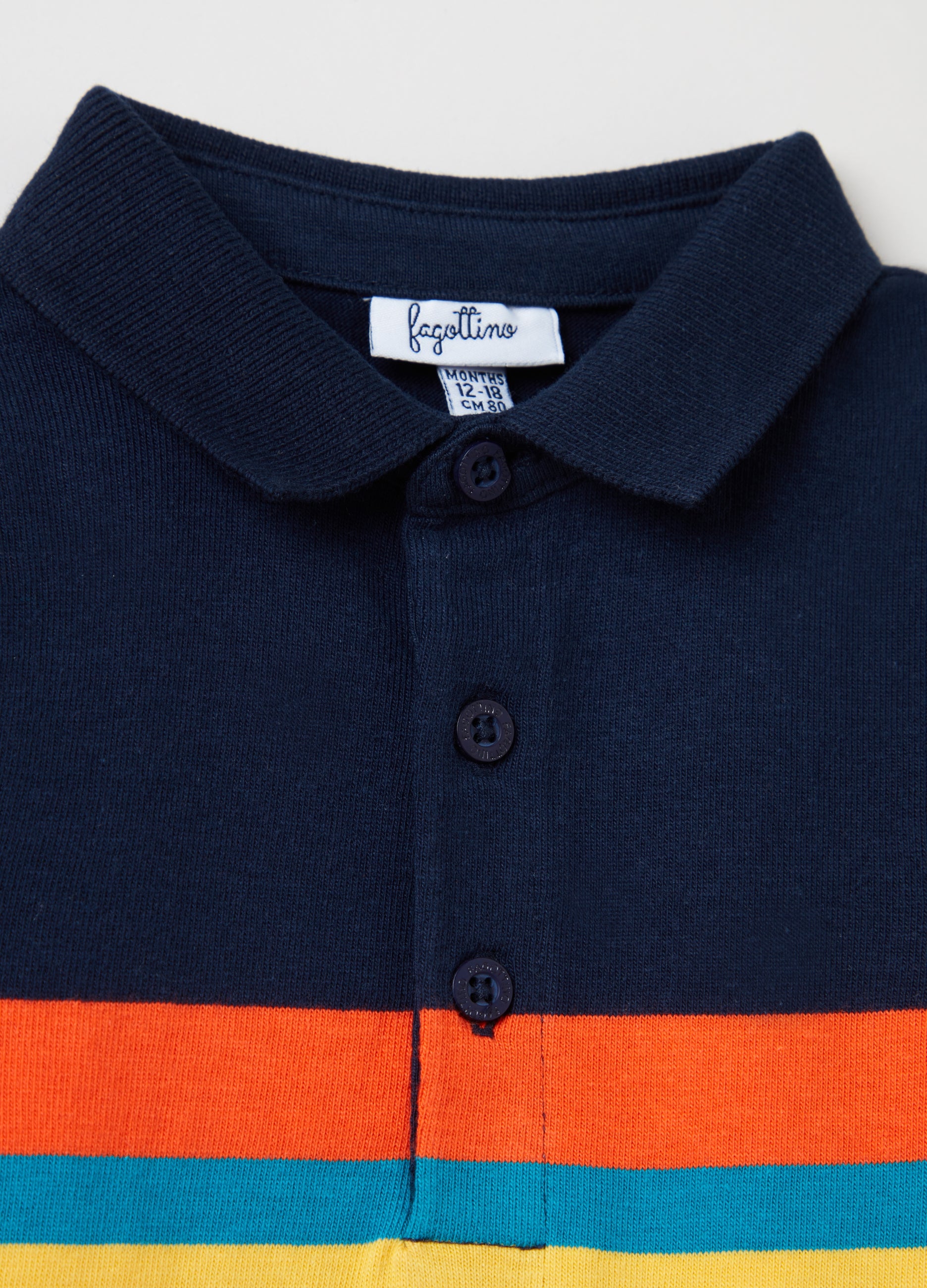 Ovs Long-Sleeved Polo Shirt With Stripe Print