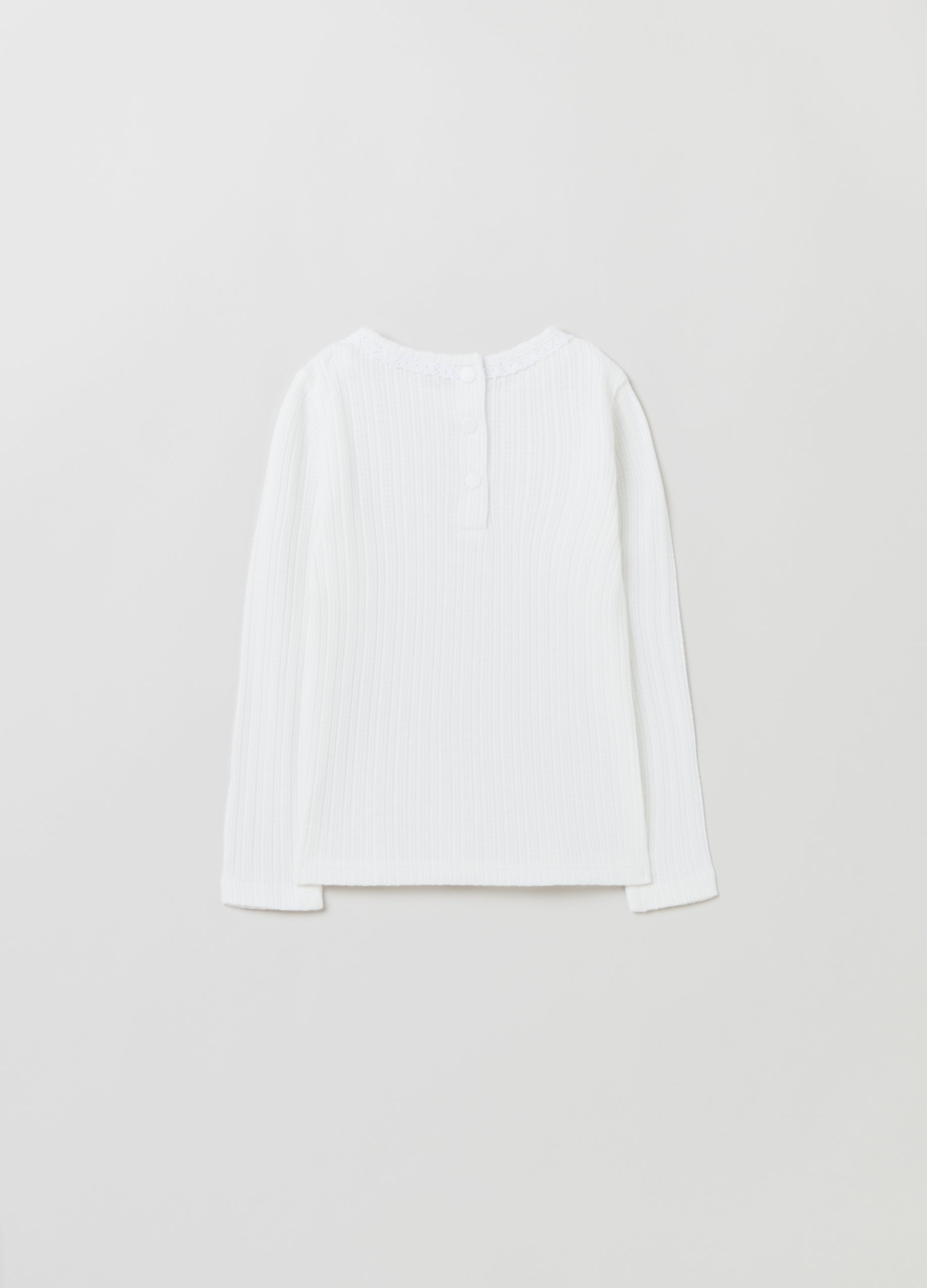 Ovs Pointelle T-Shirt With Long Sleeves