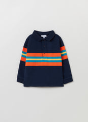 Ovs Long-Sleeved Polo Shirt With Stripe Print