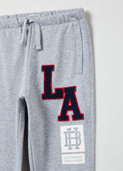 Ovs Plush Joggers With Patch And Printed Lettering