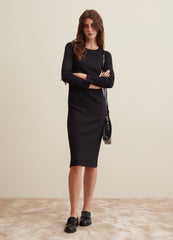 Ribbed Midi Dress With Long Sleeves