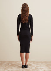 Ribbed Midi Dress With Long Sleeves