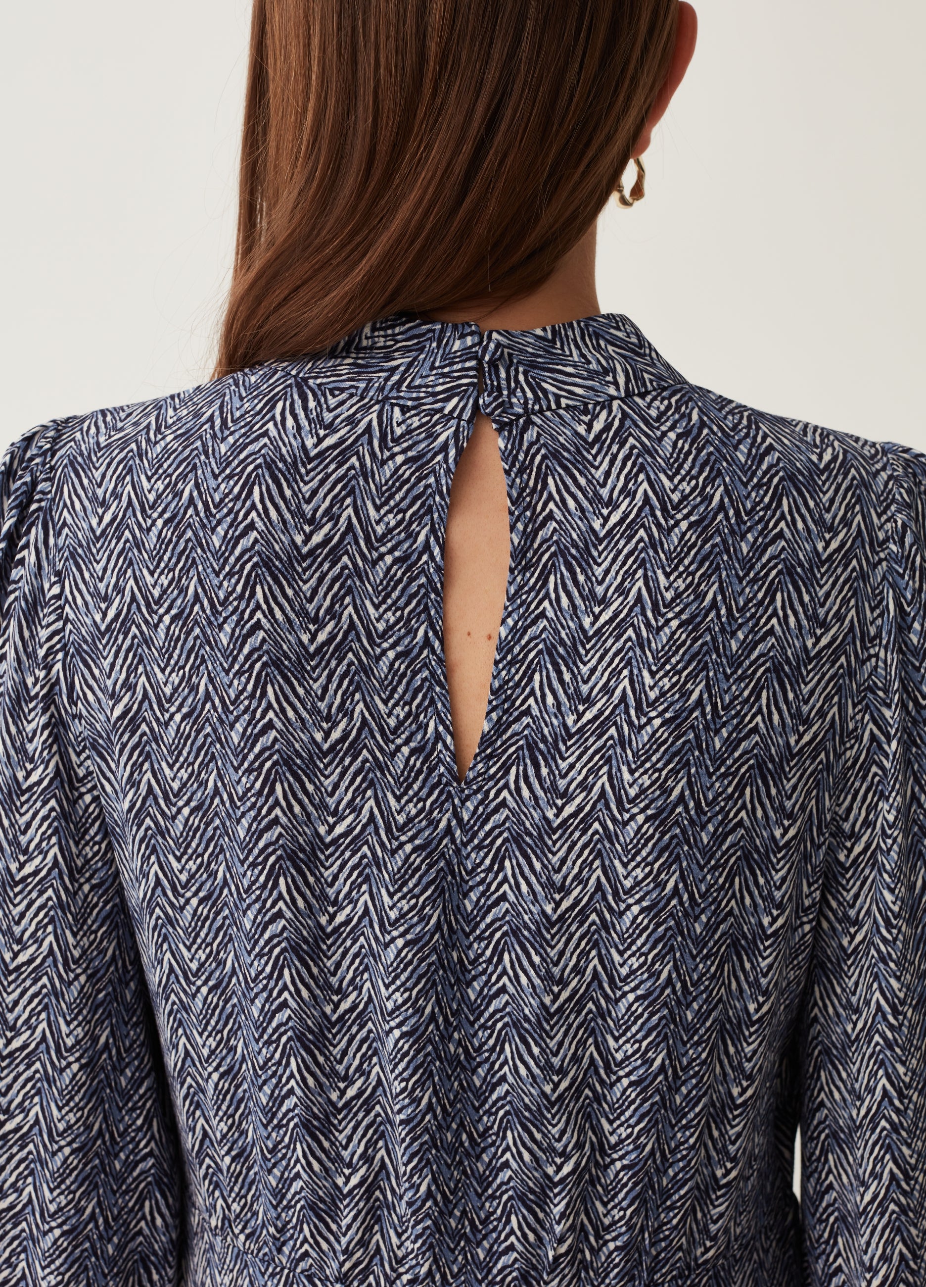 Short Dress With Herringbone Print
