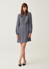 Short Dress With Herringbone Print