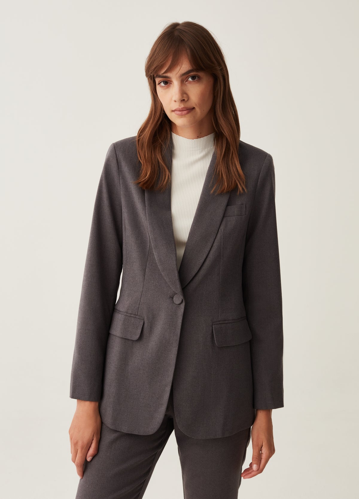 Solid Colour Single-Breasted Blazer