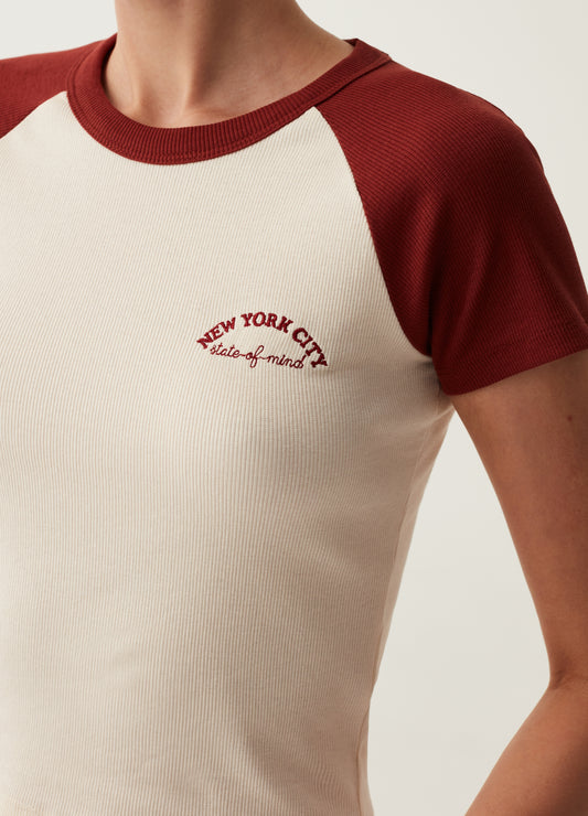 Ribbed T-Shirt With Raglan Sleeves