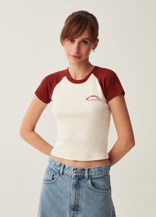 Ribbed T-Shirt With Raglan Sleeves