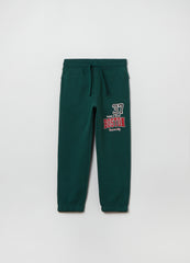 Ovs Fleece Joggers With Drawstring And Print