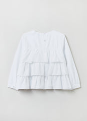 Ovs Tiered Blouse With Round Neck