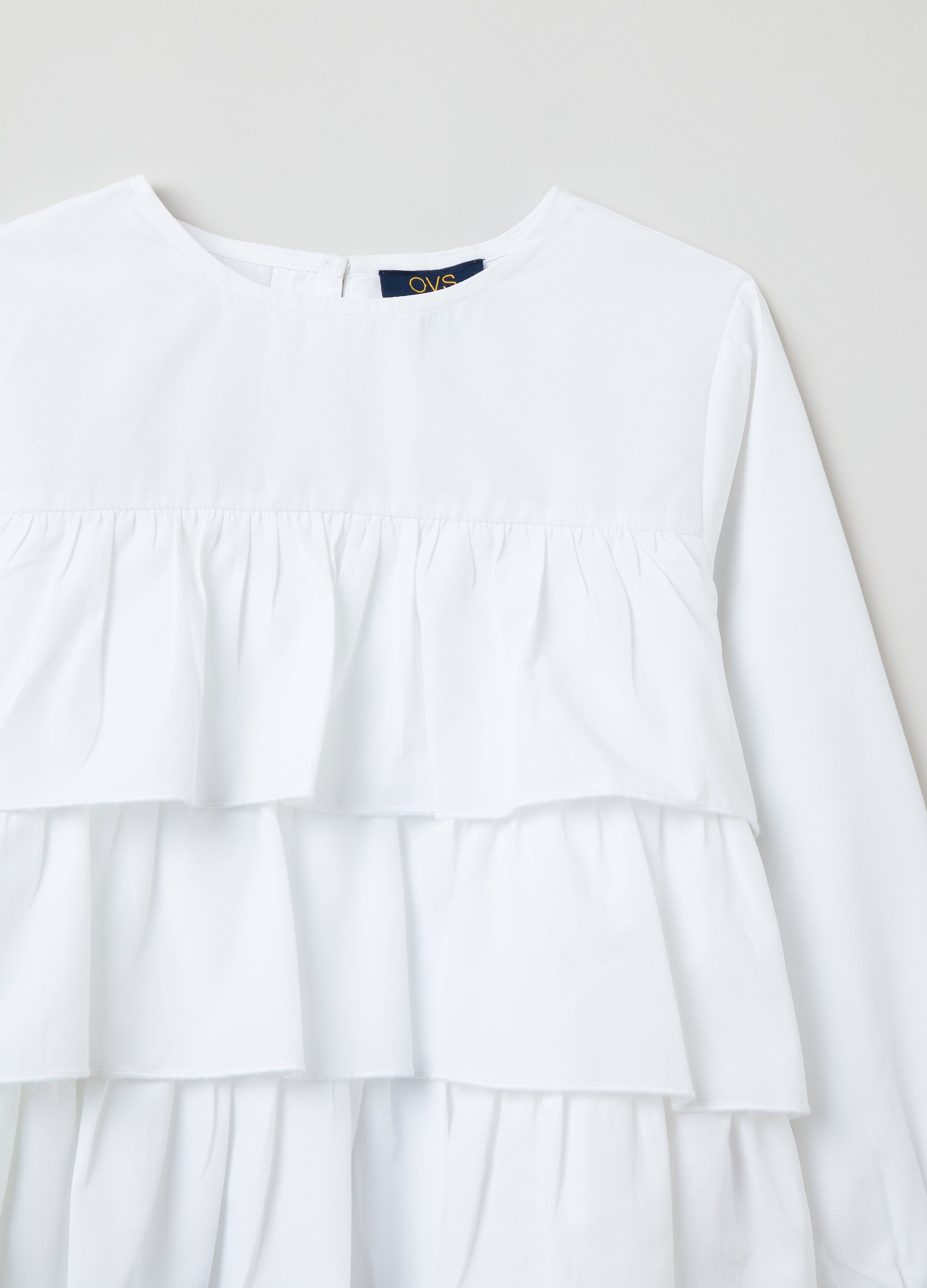 Ovs Tiered Blouse With Round Neck