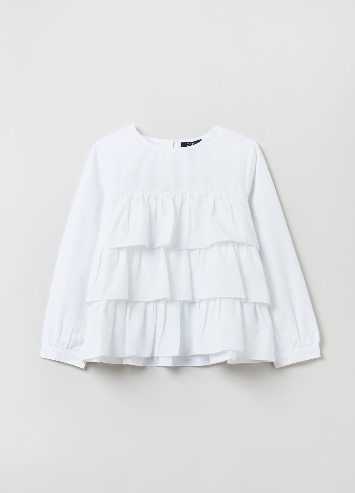 Ovs Tiered Blouse With Round Neck