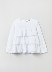 Ovs Tiered Blouse With Round Neck