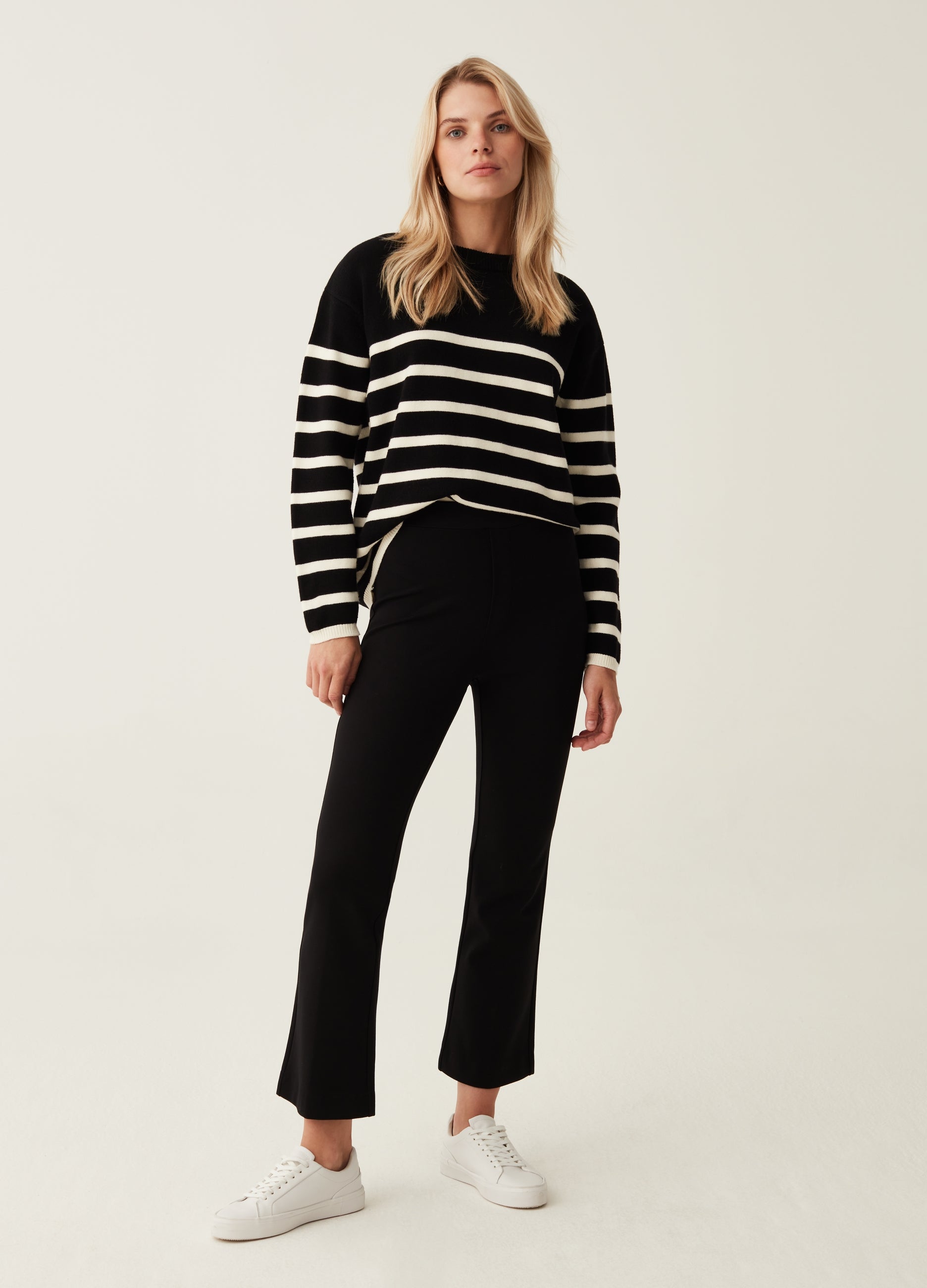 Cropped Flare-Fit Trousers