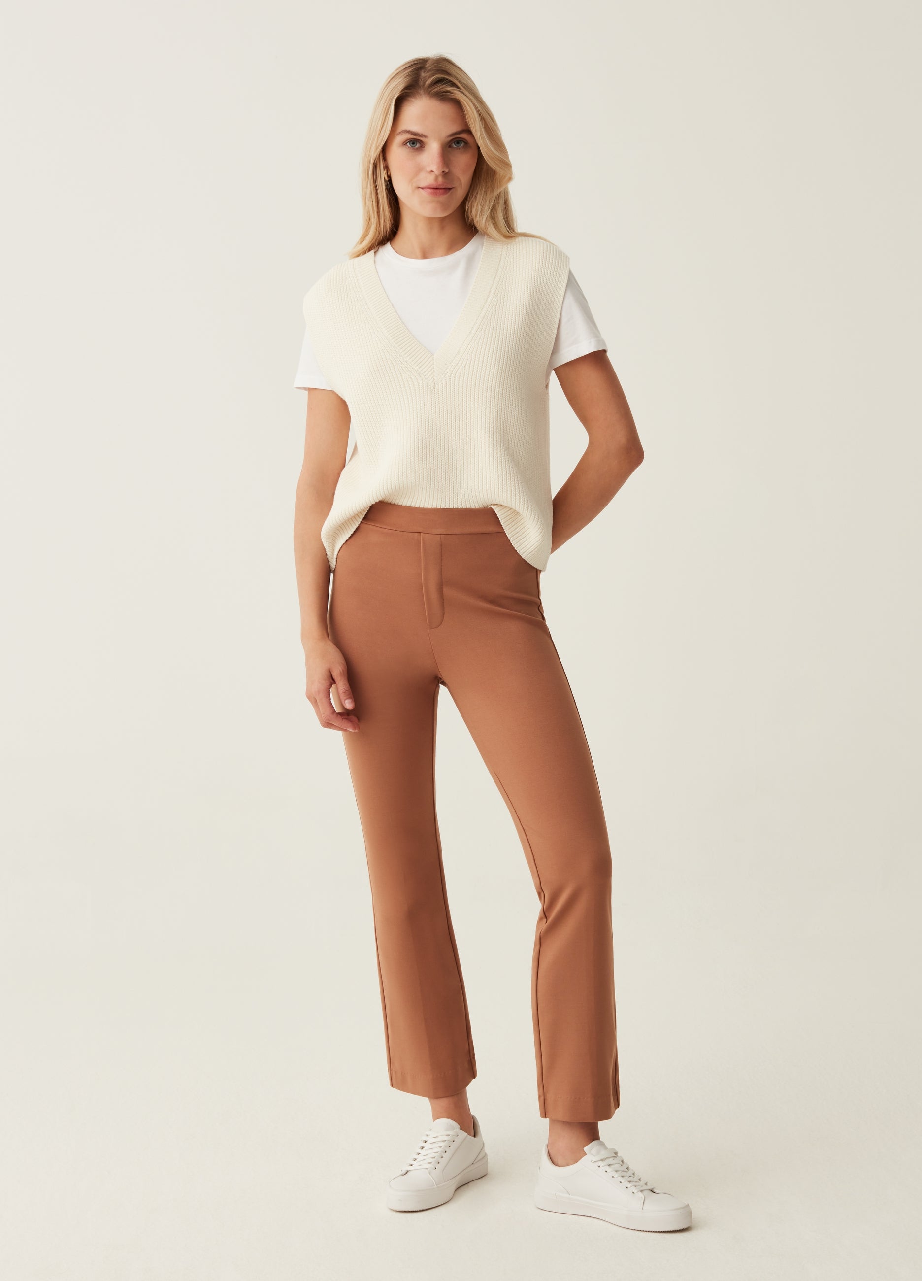 Cropped Flare-Fit Trousers