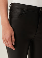Cropped Skinny-Fit Shiny-Effect Trousers