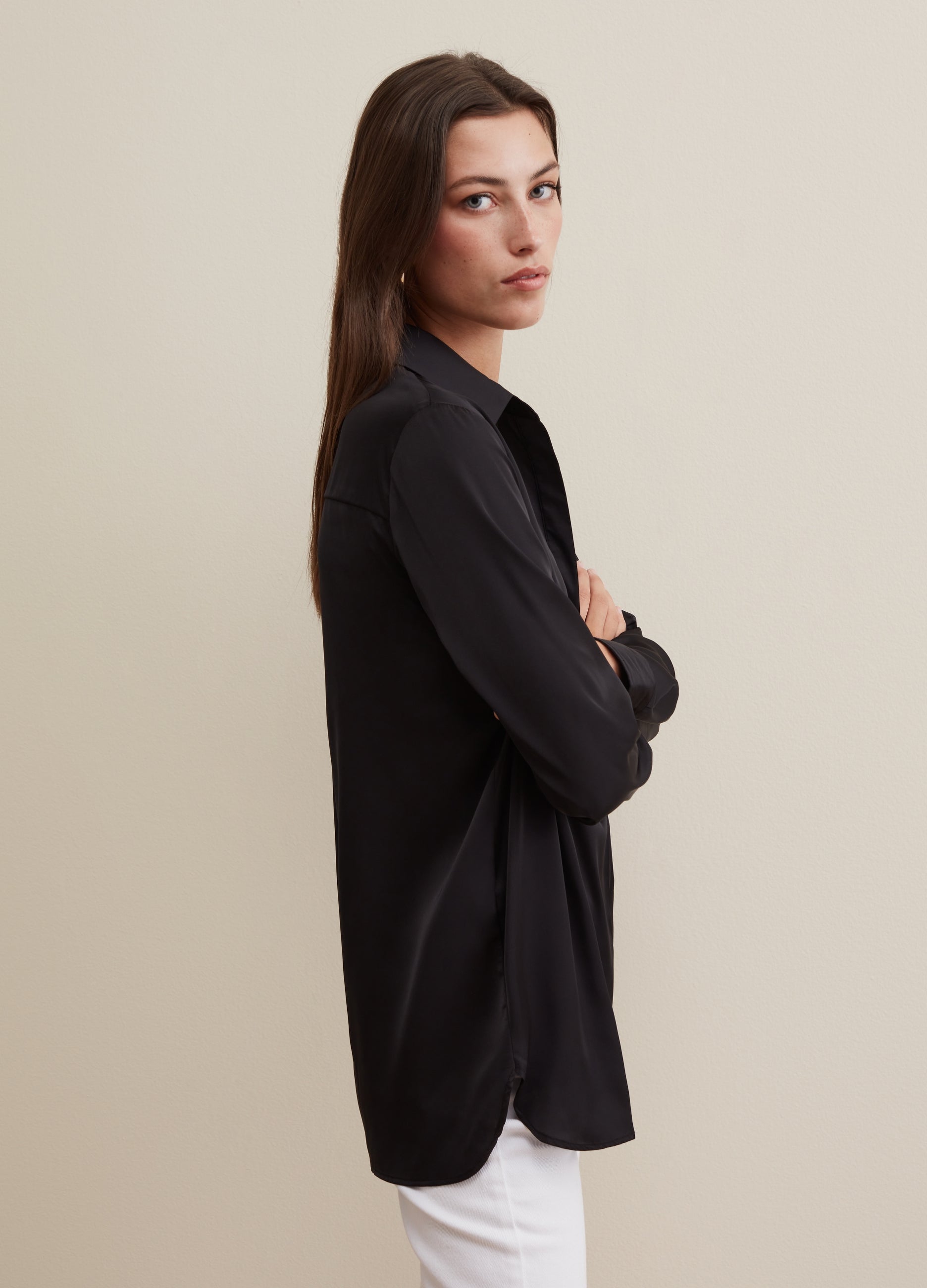 Ovs Satin Blouse With Collar And Buttons