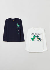 Ovs Two-Pack, Long-Sleeved, Printed T-Shirt