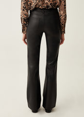 Glossy-Effect Bootcut-Fit Trousers