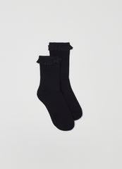 Two-Pair Pack Long Socks With Flounce