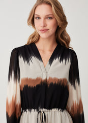 Long Degradé Dress With Drawstring