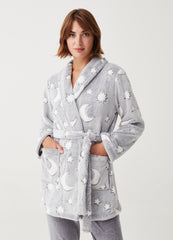Short Robe With Stars And Moon Print