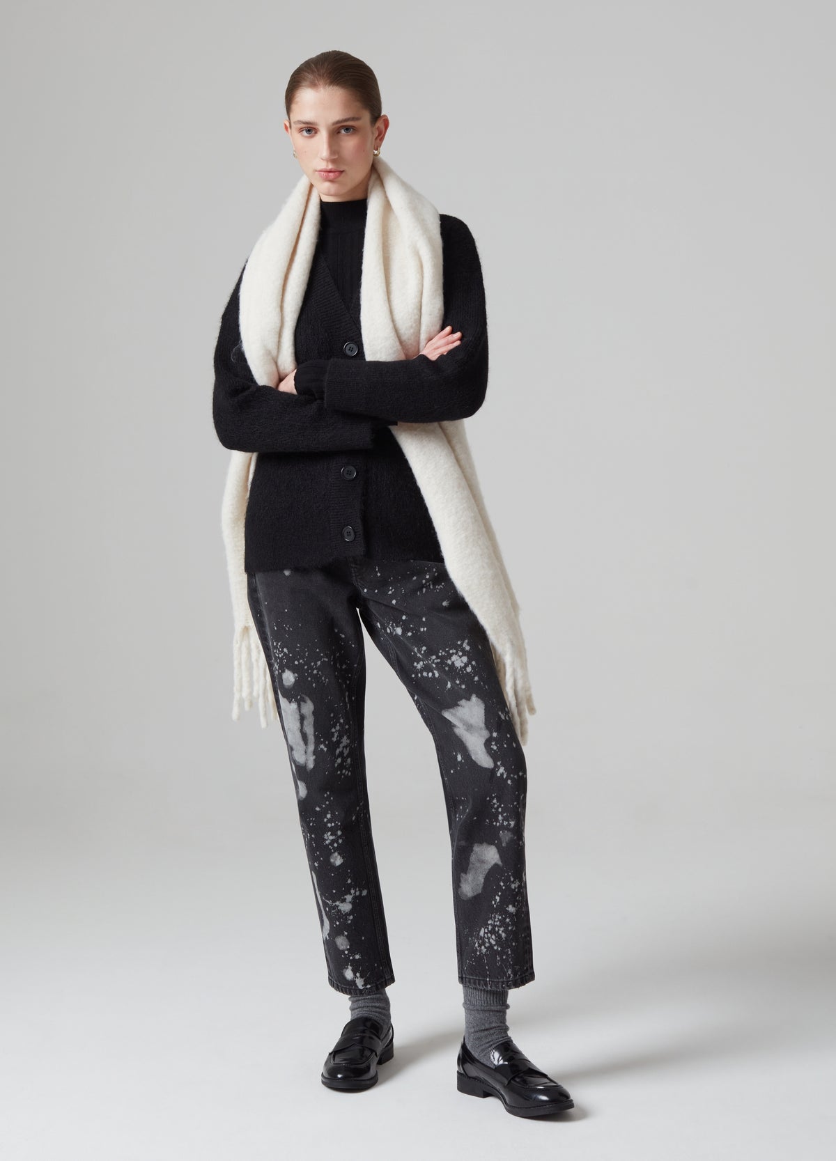 OVS Straight-Fit Jeans With Paint-Effect Print