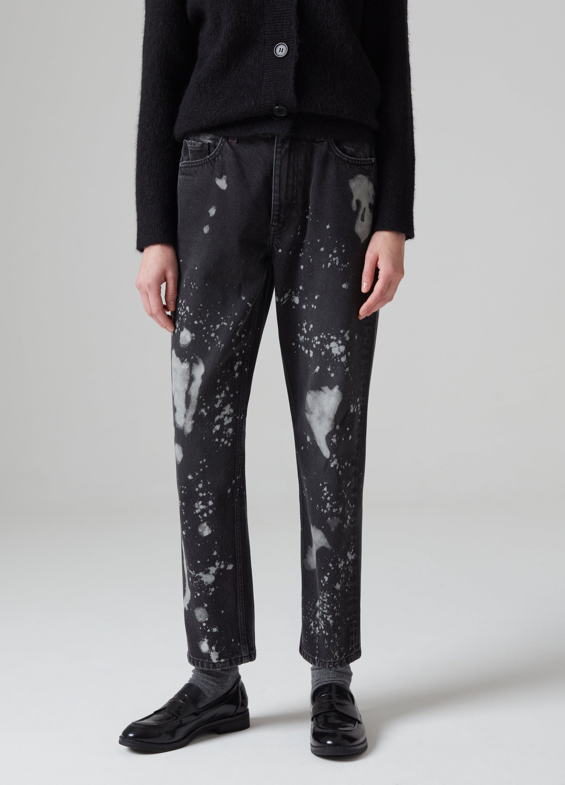 OVS Straight-Fit Jeans With Paint-Effect Print