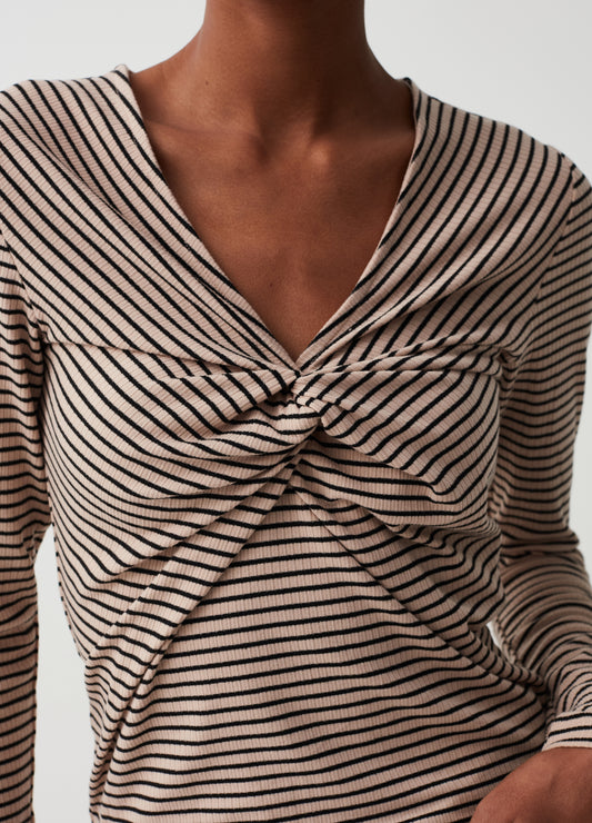 Striped T-Shirt With Long Sleeves And Knot