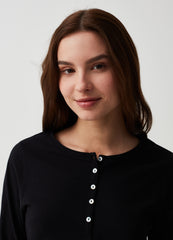 Pyjama Top With Granddad Neckline.
