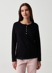 Pyjama Top With Granddad Neckline.