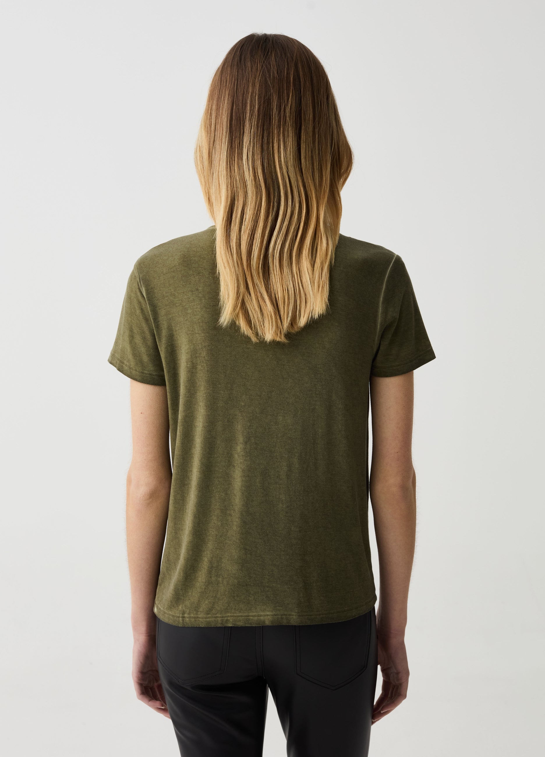 Ovs Faded-Effect Shirt With V Neck