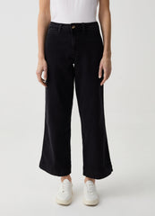 Wide-Leg Cropped Culotte Jeans