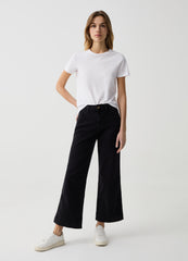 Wide-Leg Cropped Culotte Jeans