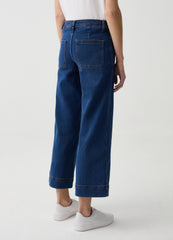 Wide-Leg Cropped Culotte Jeans