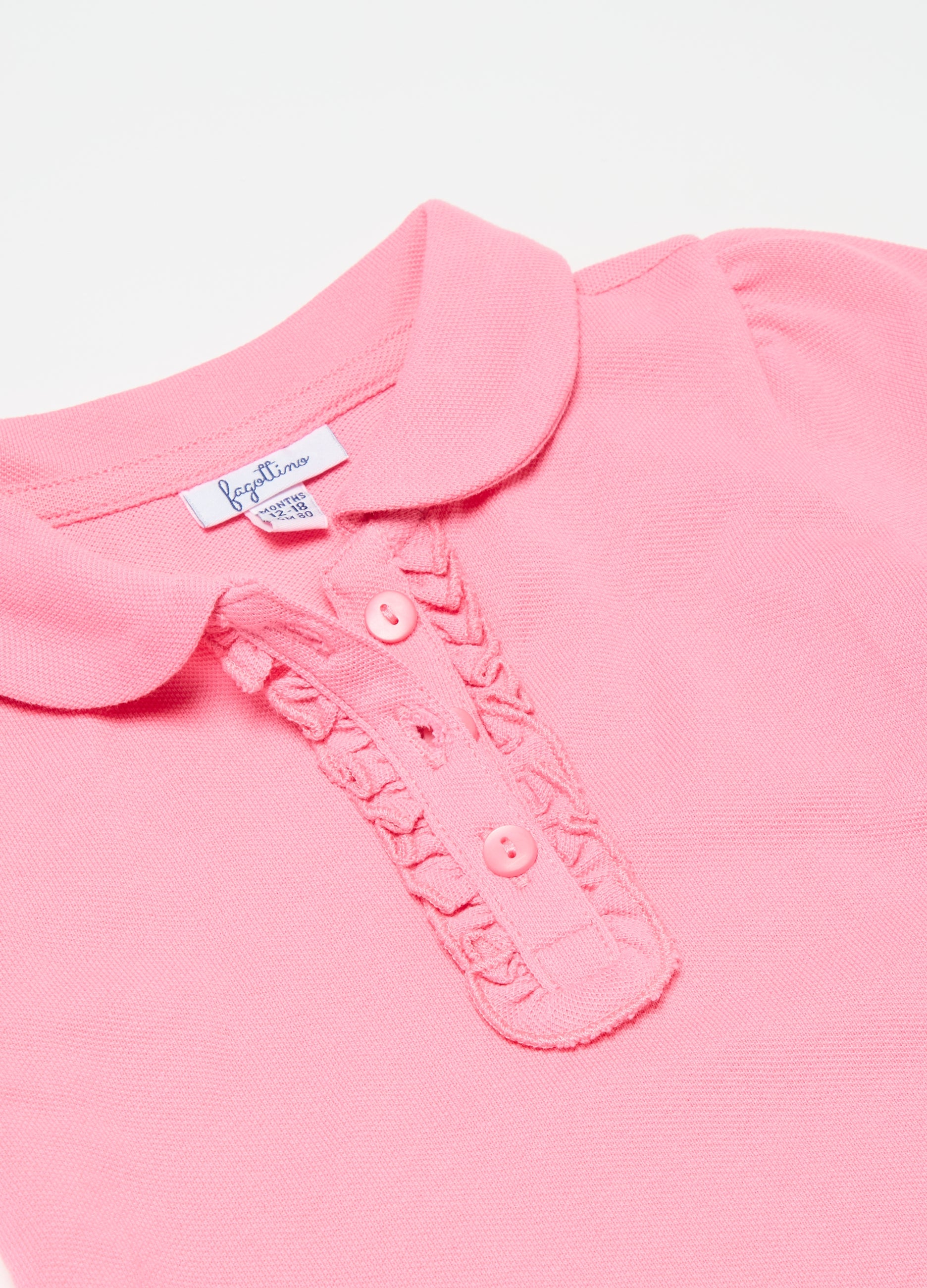 Ovs Cotton Piquet Polo Shirt With Frills