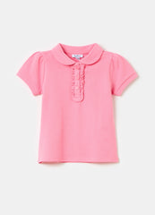 Ovs Cotton Piquet Polo Shirt With Frills