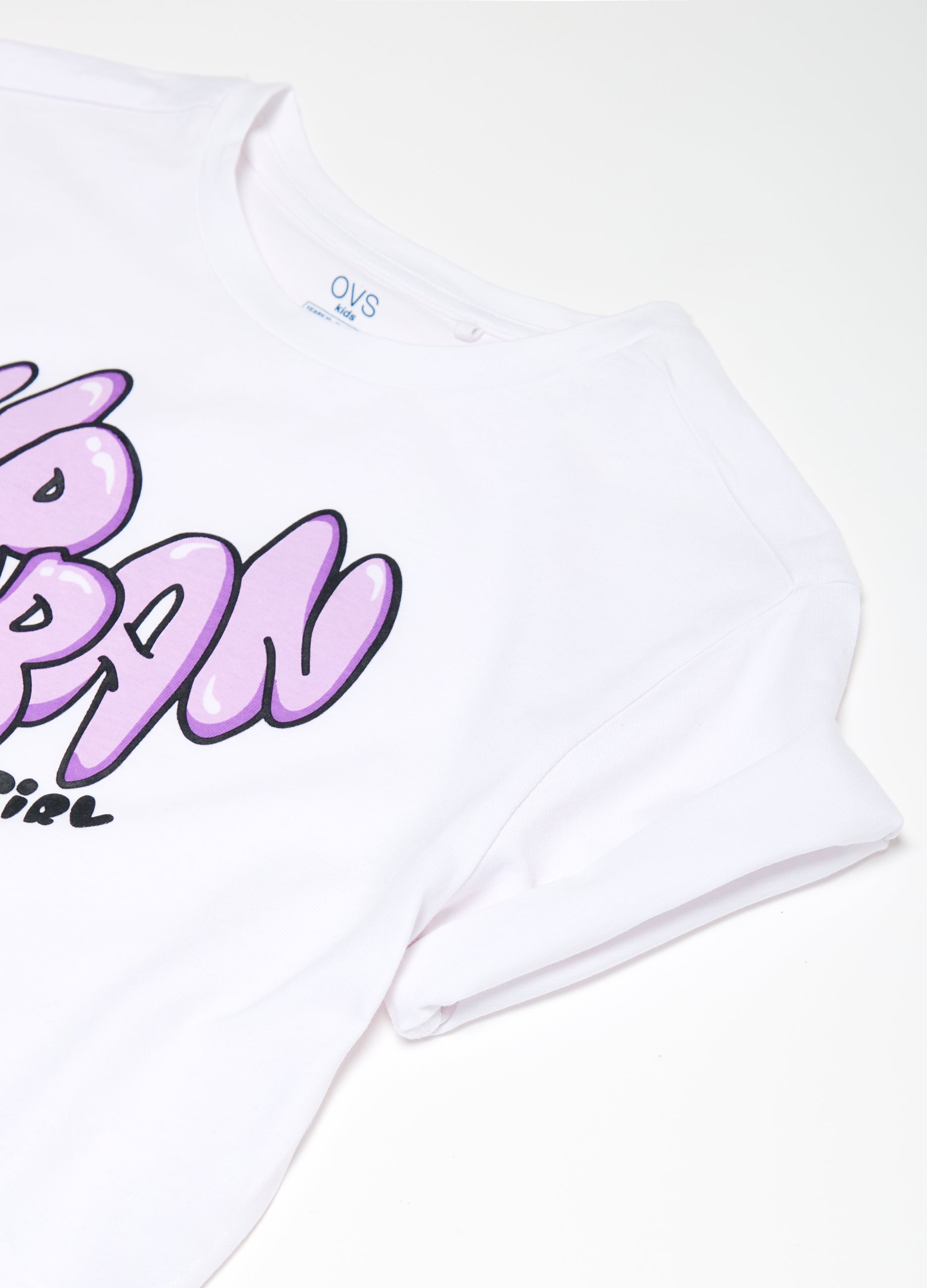 Ovs Cotton Crop T-Shirt With Print