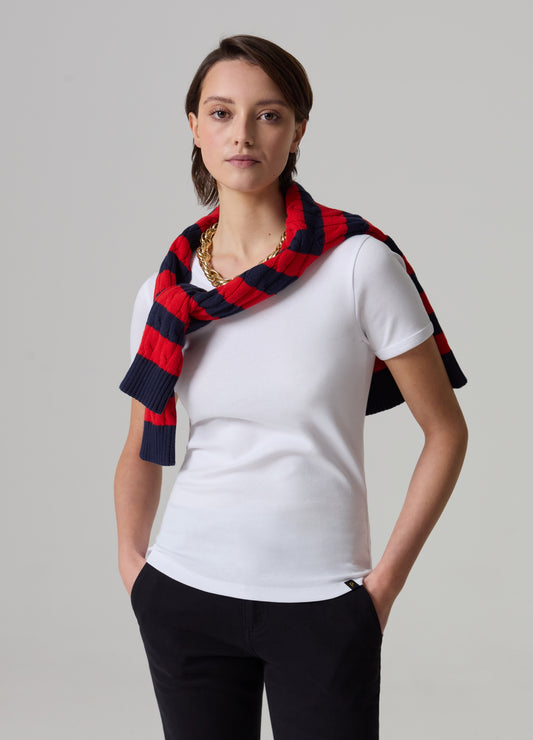 Stretch Cotton T-Shirt With Crew-Neck