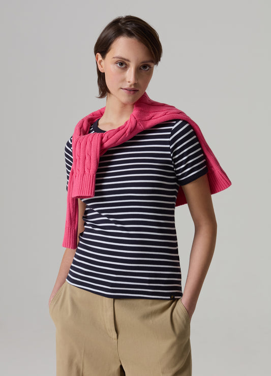 Striped T-Shirt In Stretch Cotton