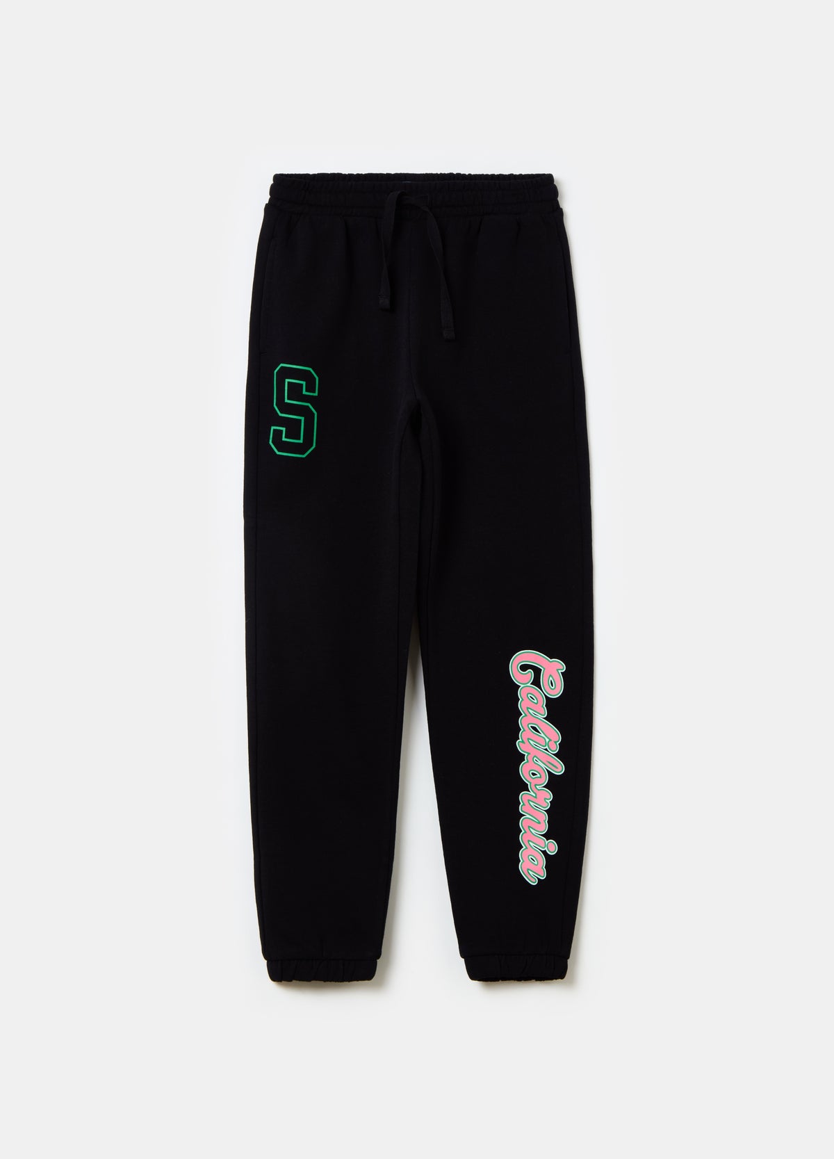 Ovs Fleece Joggers With Drawstring And Print